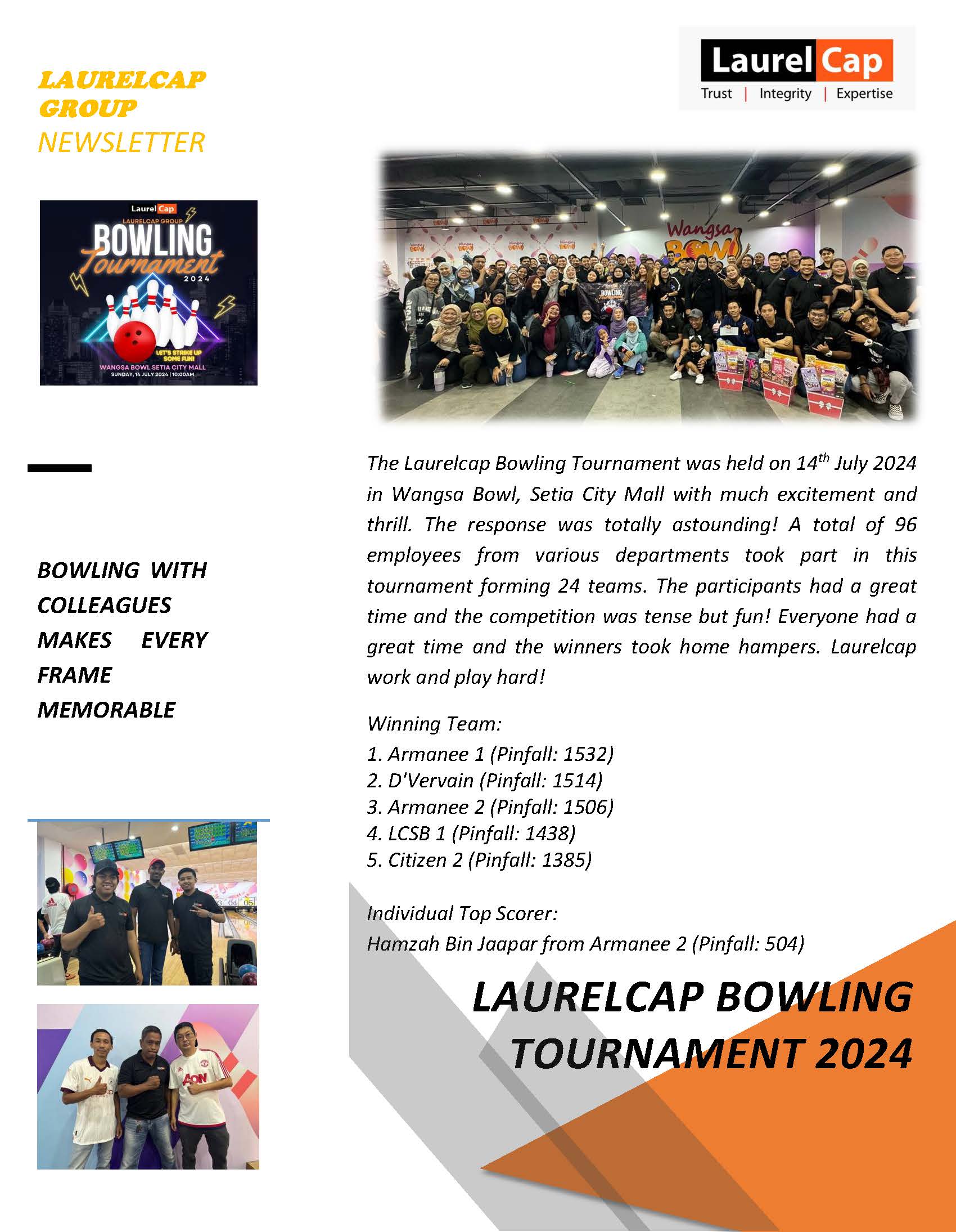 Laurelcap Group Bowling Tournament 2024 — photo 1